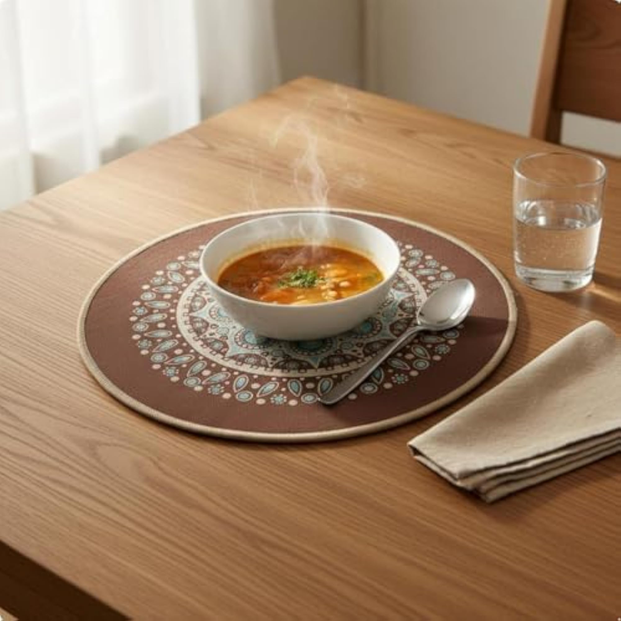Faux Linen Rubber Placemat, Easy to Clean Table Mat